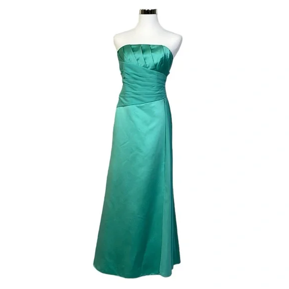 David's Bridal | Dresses | Davids Bridal Bridesmaid Prom Aqua Dress  Strapless Satin Size 2 | Poshmark